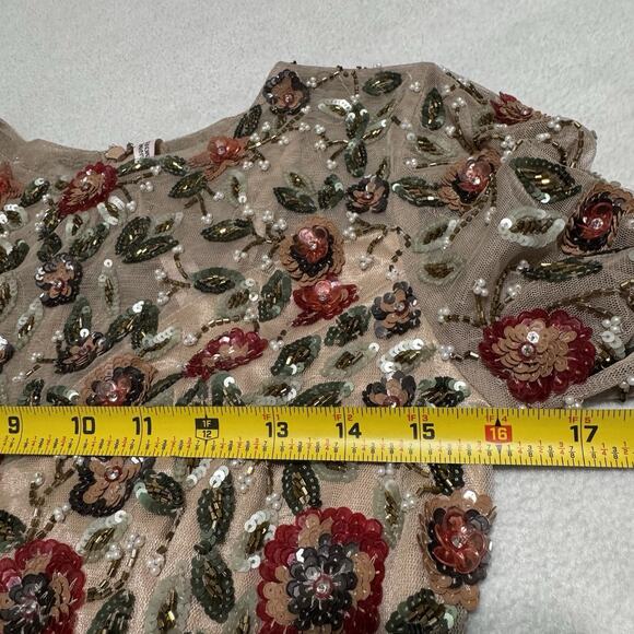 MAC DUGGAL 5533 Embellished Gown 4 Antique Rose High Neck Long Sleeves NWT $798 - Picture 7 of 16